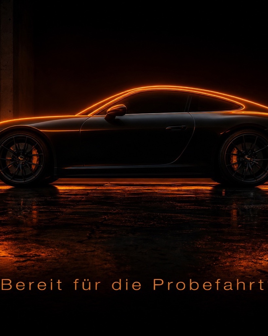 Auto: Sportwagen-Lichtkontur, Bereit für die Probefahrt