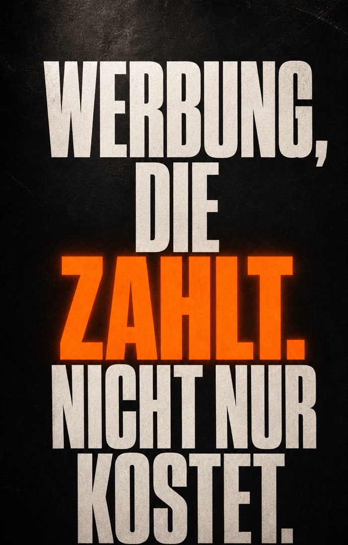 Werbung, die zahlt. Bold-Typo-Plakat